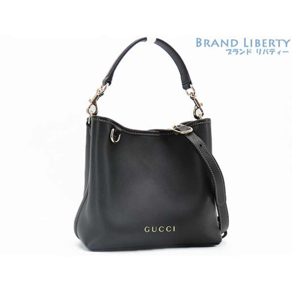 Gucci GG emblem bucket bag handbag shoulder Clutch black